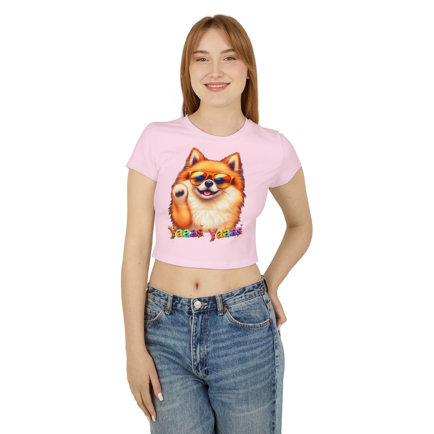 Trendy Women's Baby Tee - 'Yaas Yaas' Pomeranian Design