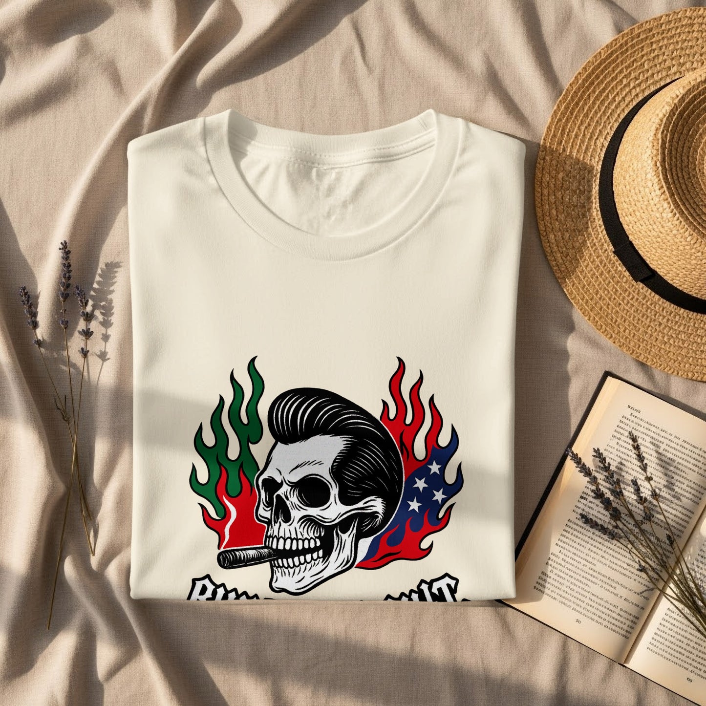 Flaming Skull with Cigar Graphic Men's T-Shirt product type