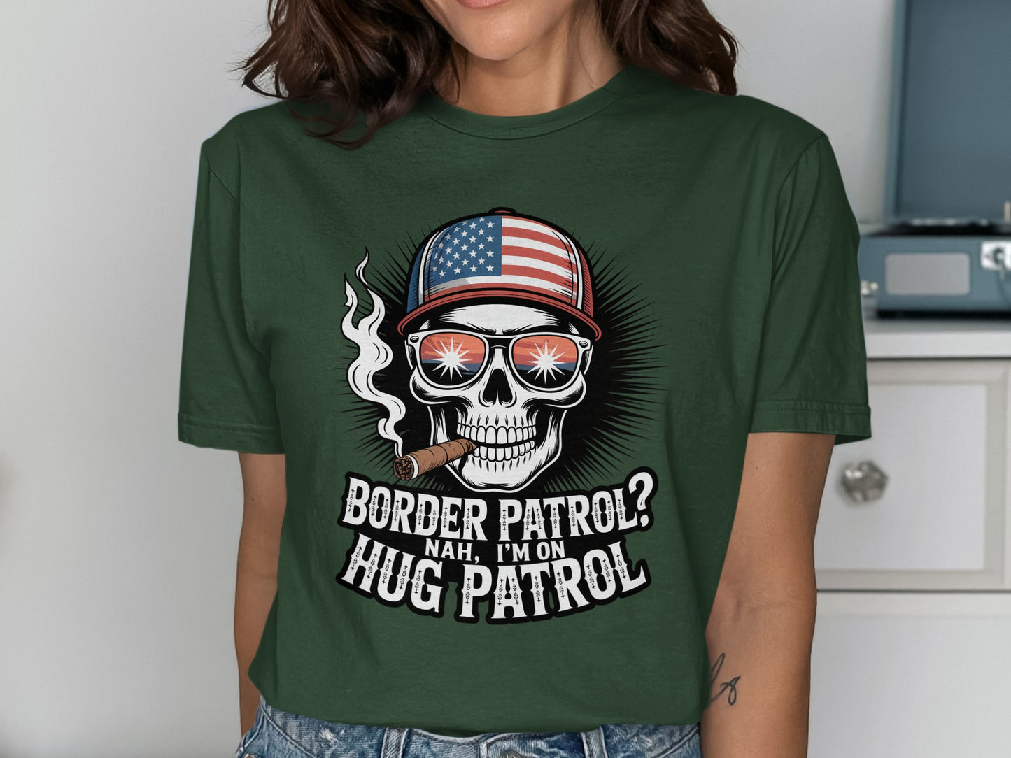 Skull with Sunglasses and Cigarette Graphic T-shirt product