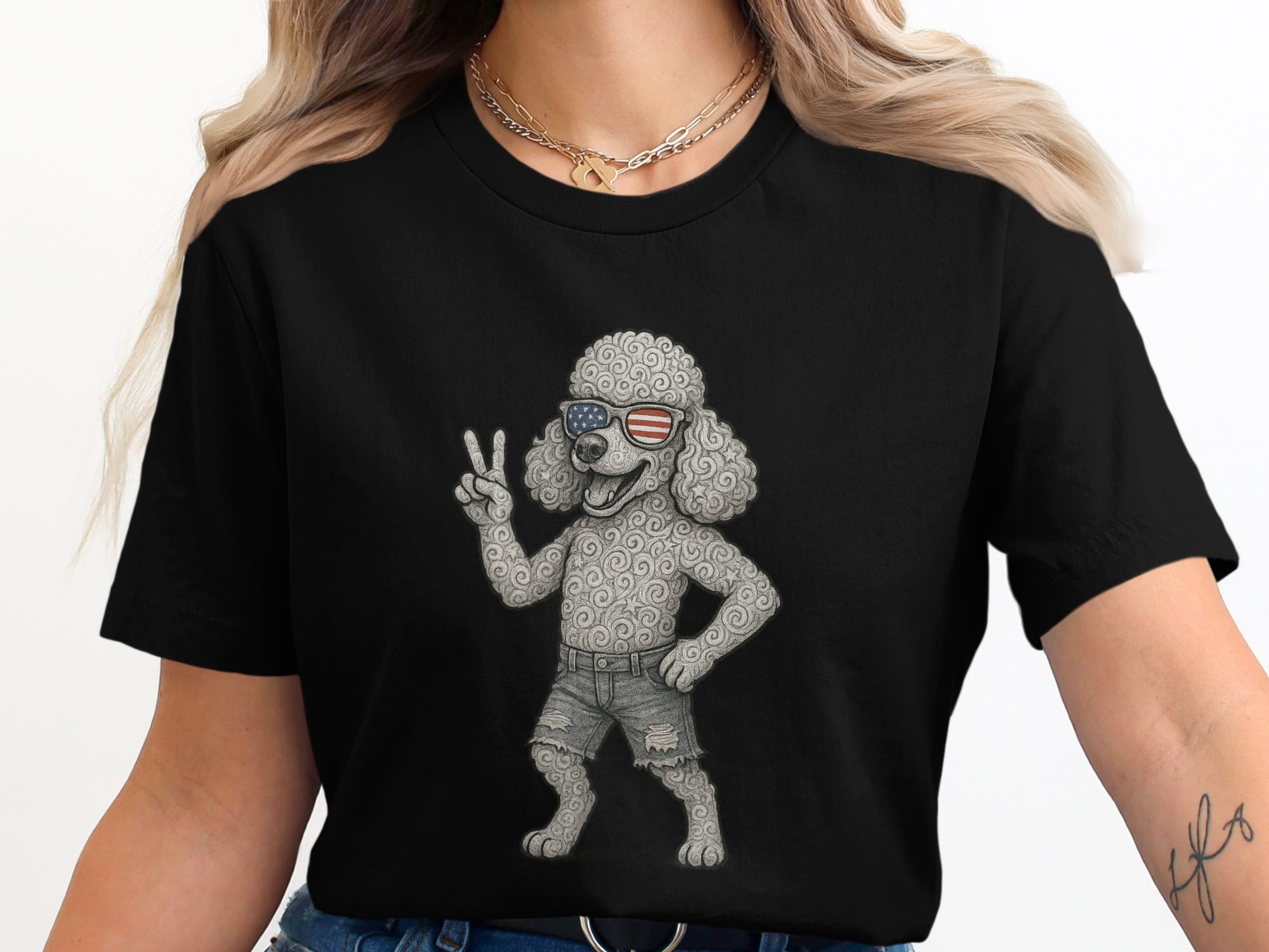 Cool Peaceful Poodle Graphic Tee Shirt product type