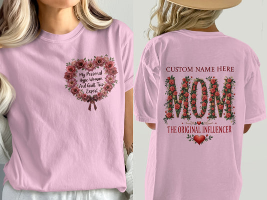Personalized Floral Print Shirt Custom Name Mom Product
