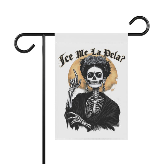 Day of the Dead Garden Flag — "¿Se Me La Pela?" Skeleton Frida Design