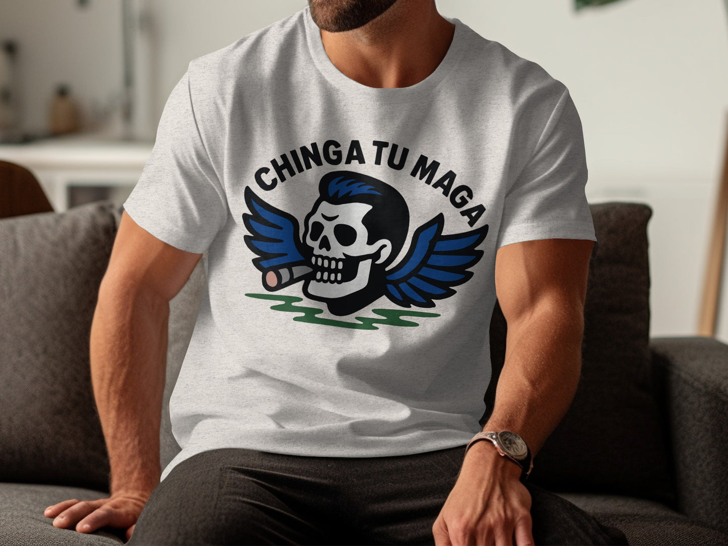 Chinga Tu Maga Skull With Wings Graphic Shirt product