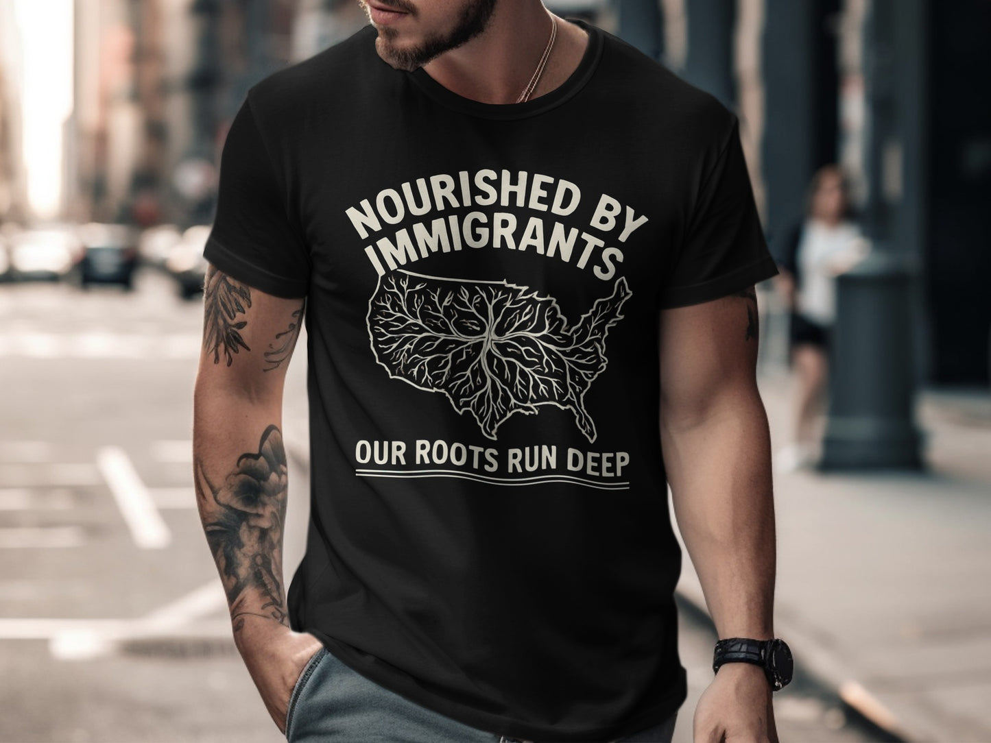 Nourished by Immigrants Roots Run Deep T-shirt product