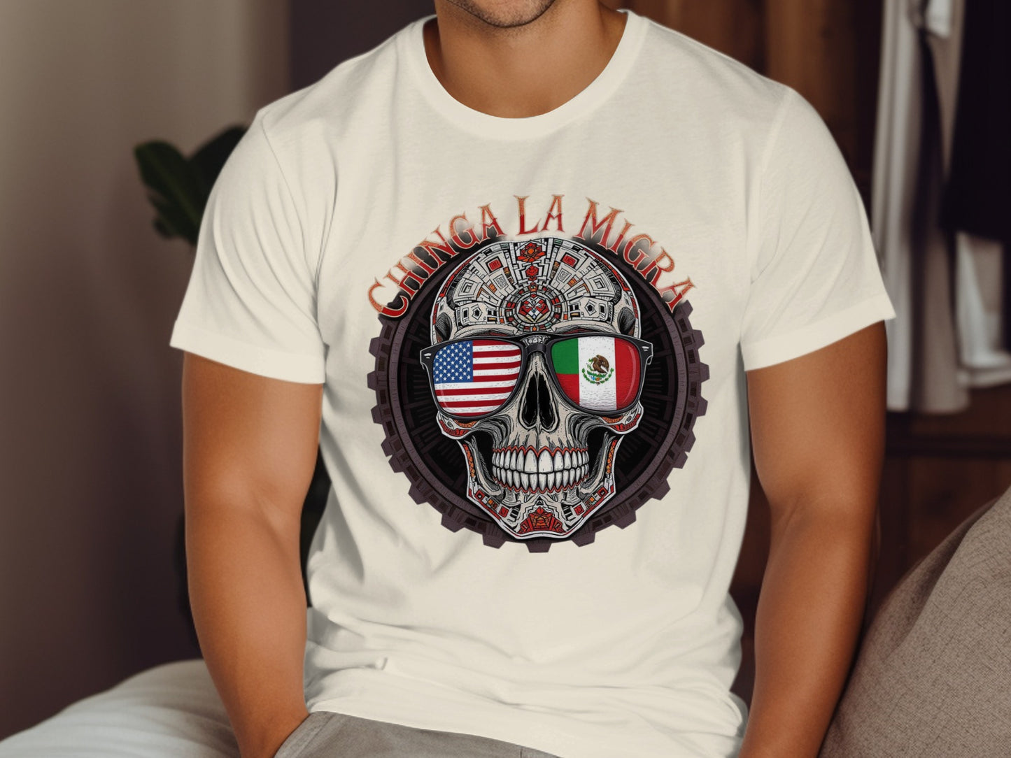 Chinga La Migra Skull Graphic T Shirt product