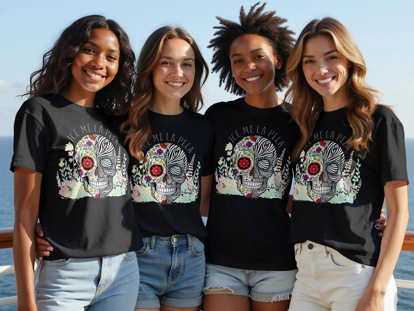 Colorful Skull Graphic Design Print on T Shirt product