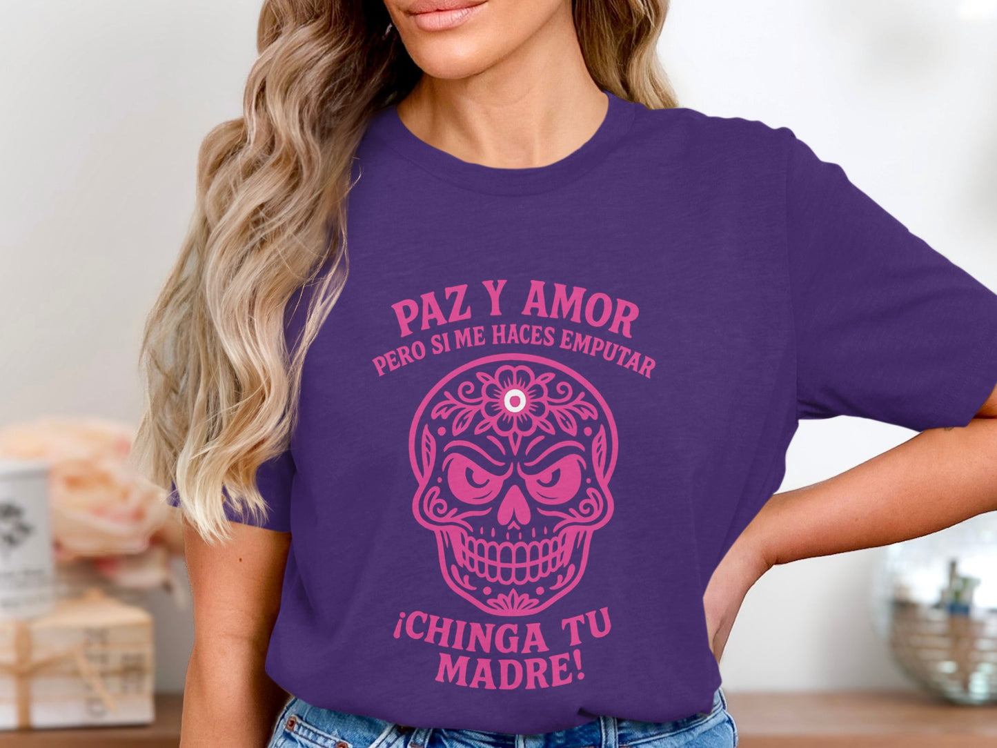 Funny Skull Graphic Tee Spanish Language T-Shirt product