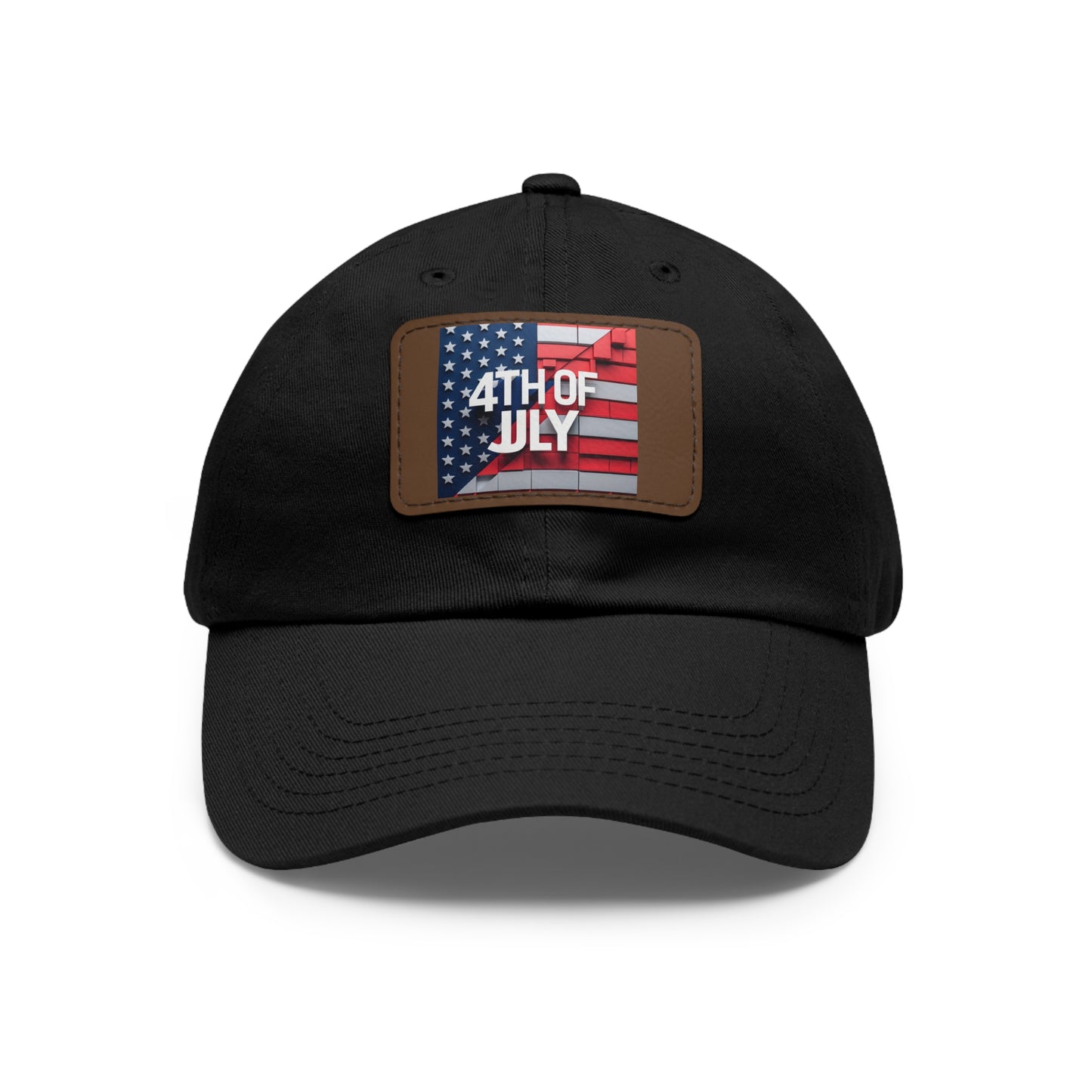 4th of July Dad Hat with Leather Patch - Patriotic Cap for Independence Day