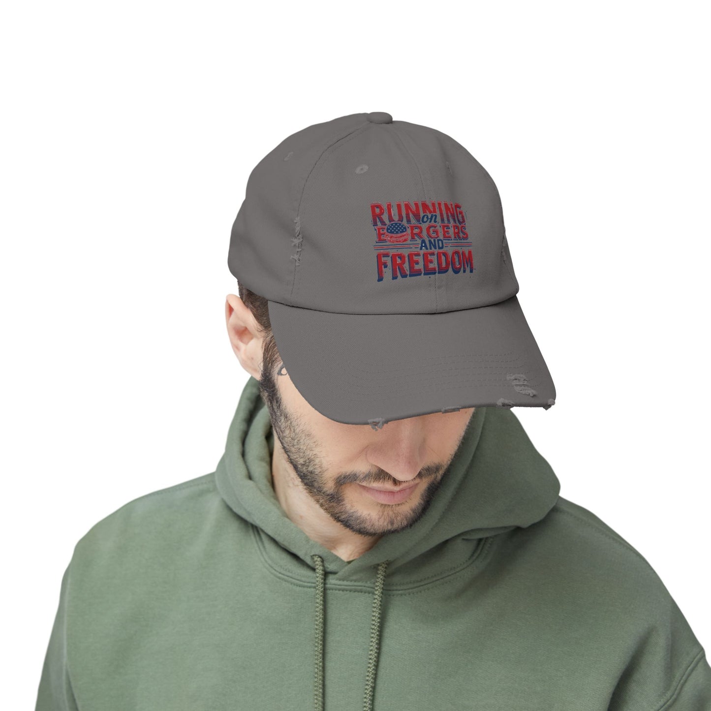 Unisex Distressed Cap - Running for Freedom Vintage Style Hat