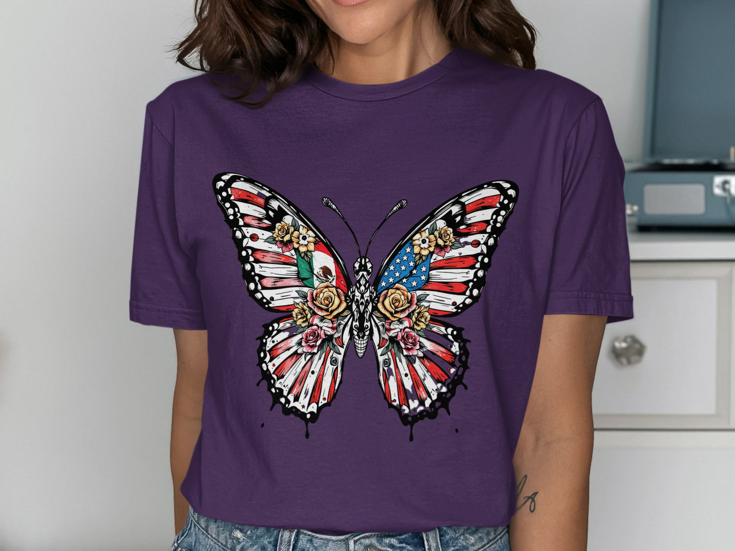 Butterfly Flag Graphic Tee Shirt Product