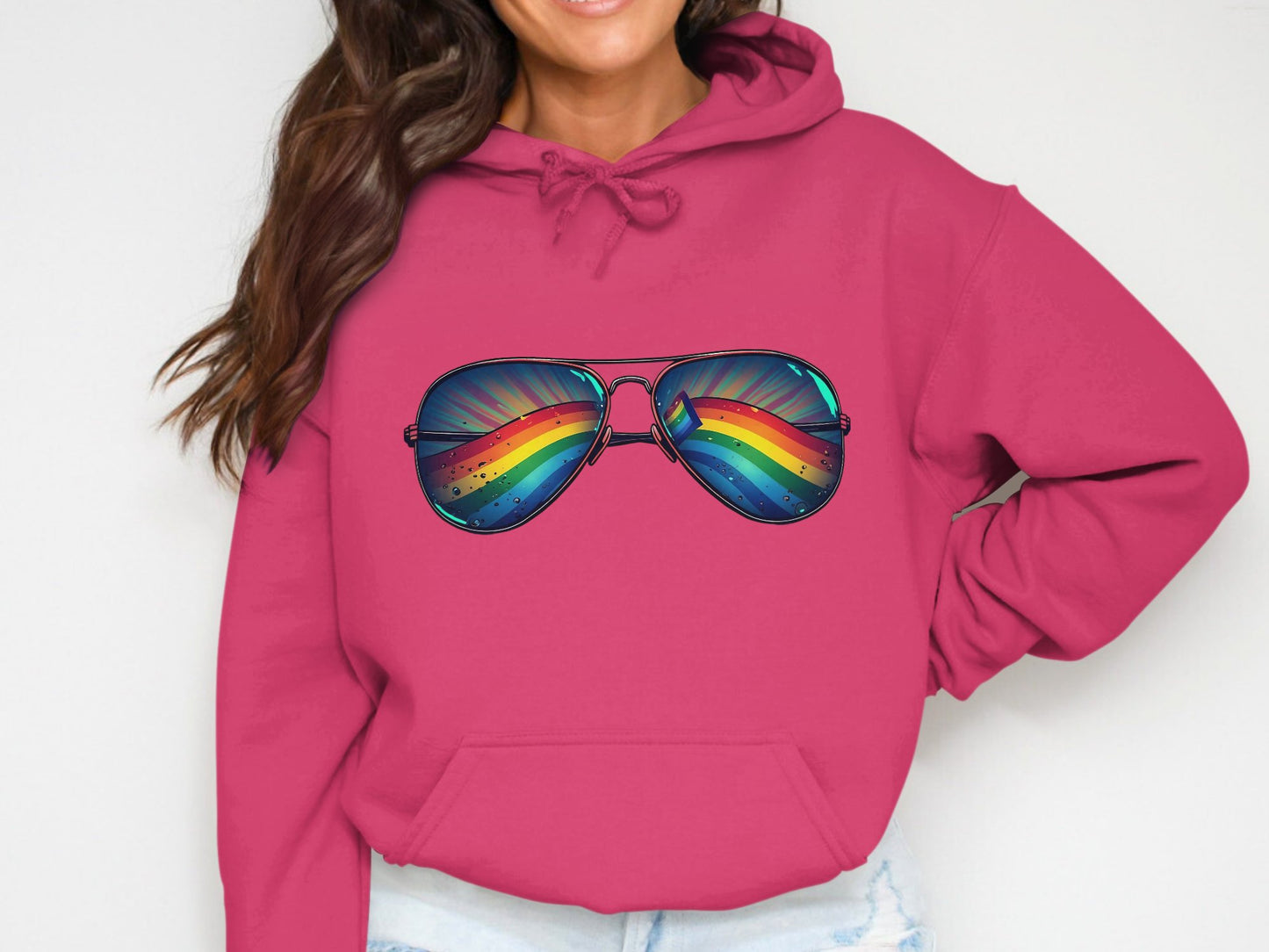 Rainbow Sunglasses Graphic Print Hoodie product