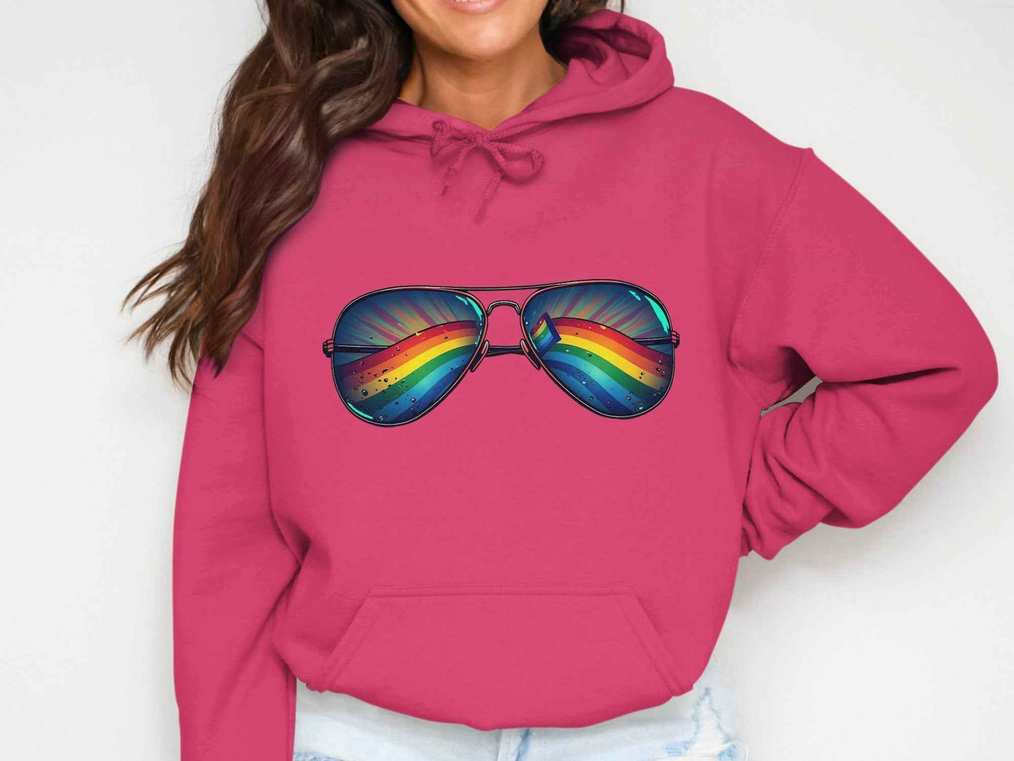 Pride Shirt Featuring Stylish Rainbow Sunglasses Design
