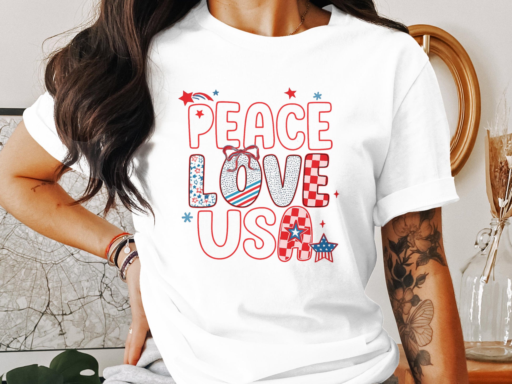 Peace Love USA Graphic T-Shirt Patriotic Design product