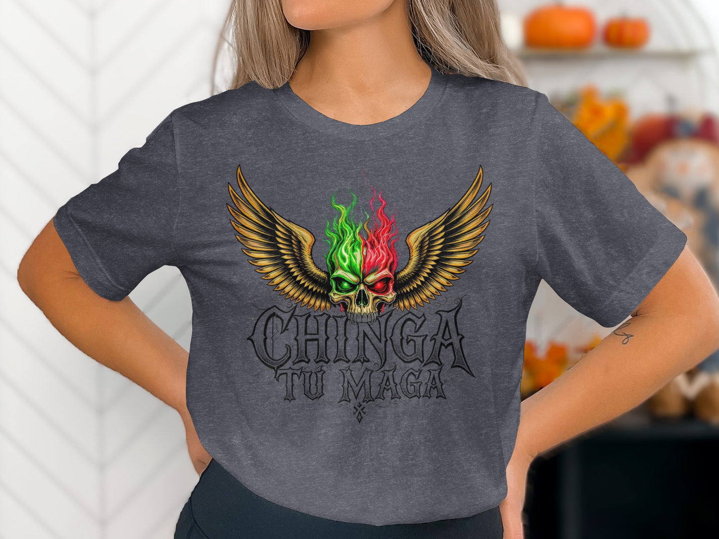 Skull with Wings Chinga Tu Maga Graphic Shirt product type