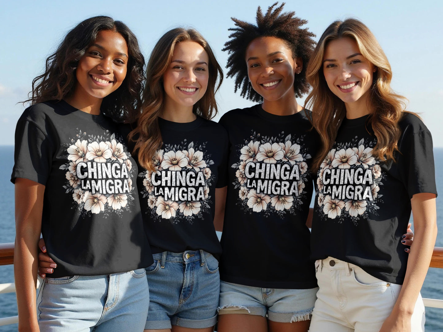 Chinga La Migra Graphic Floral Design Shirt product