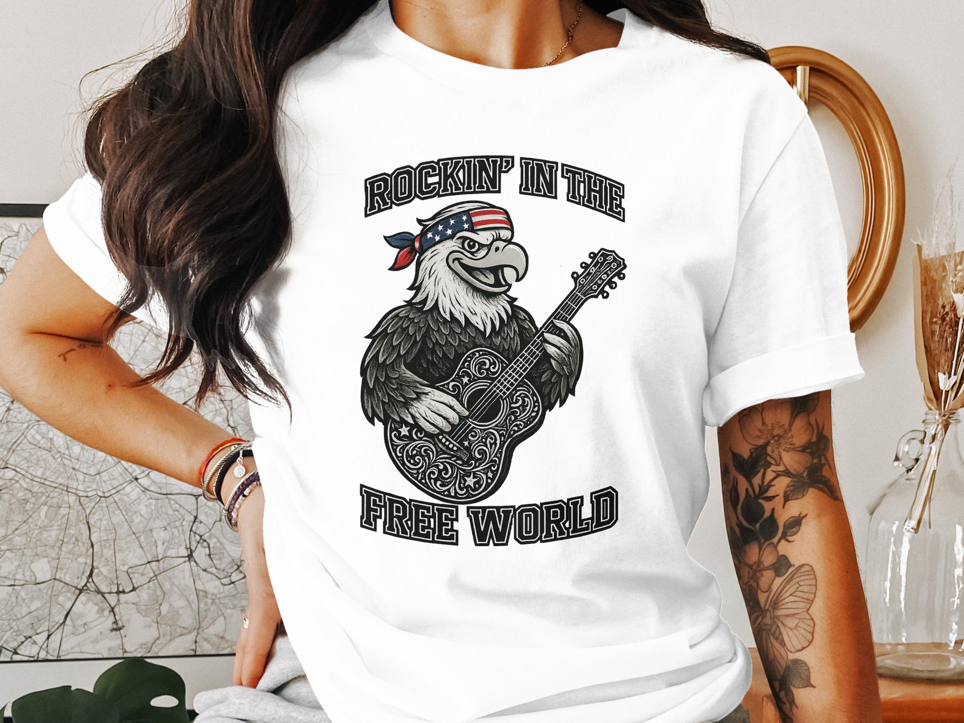 Rockin' in the Free World Eagle Musician T-Shirt product type