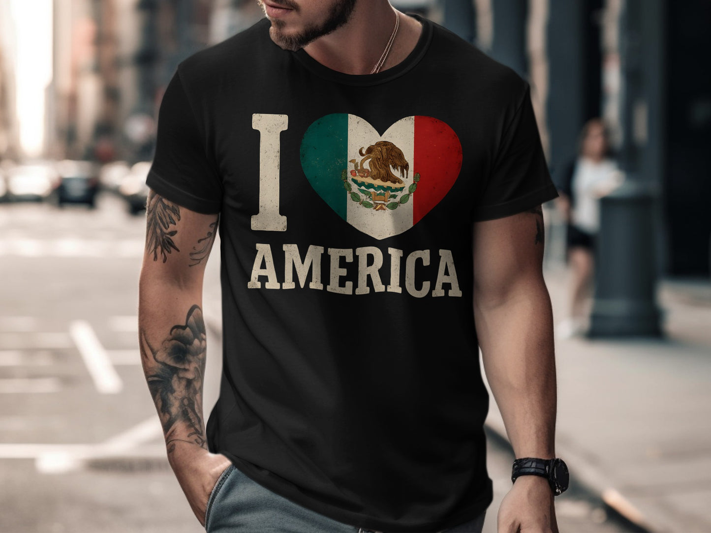 I Love America Mexican Flag Heart Graphic Shirt product