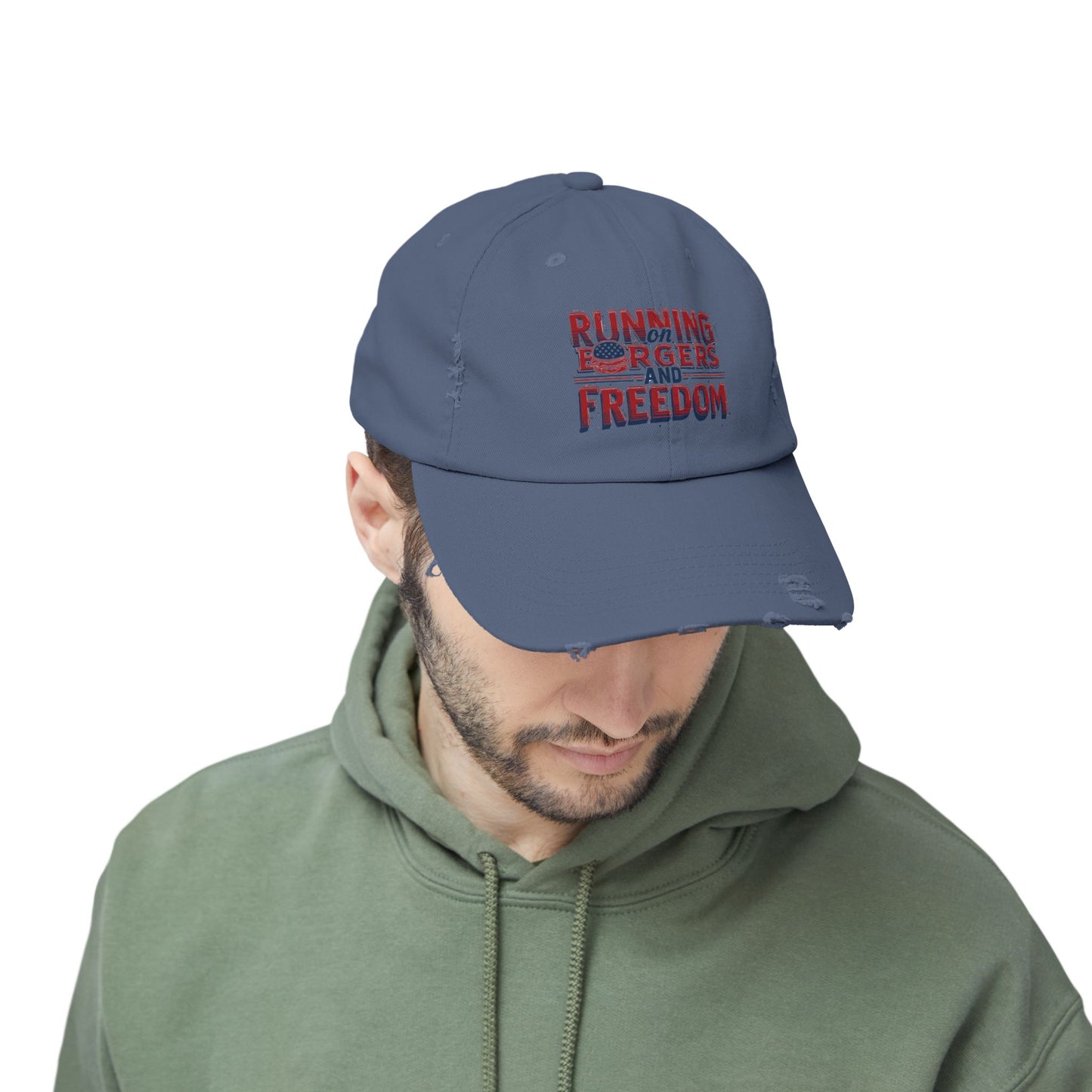 Unisex Distressed Cap - Running for Freedom Vintage Style Hat
