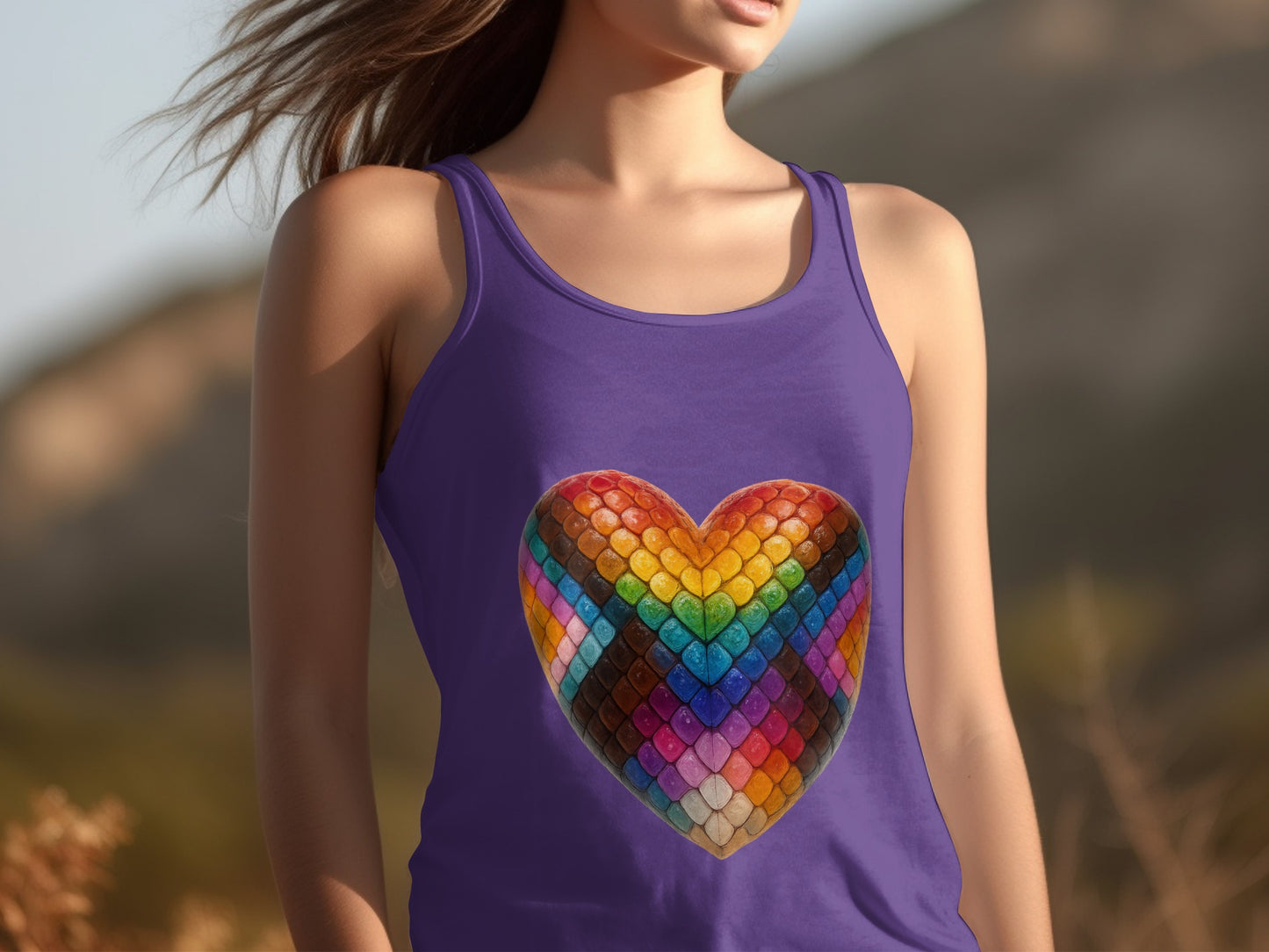 Rainbow Heart Design Purple Tank Top Product
