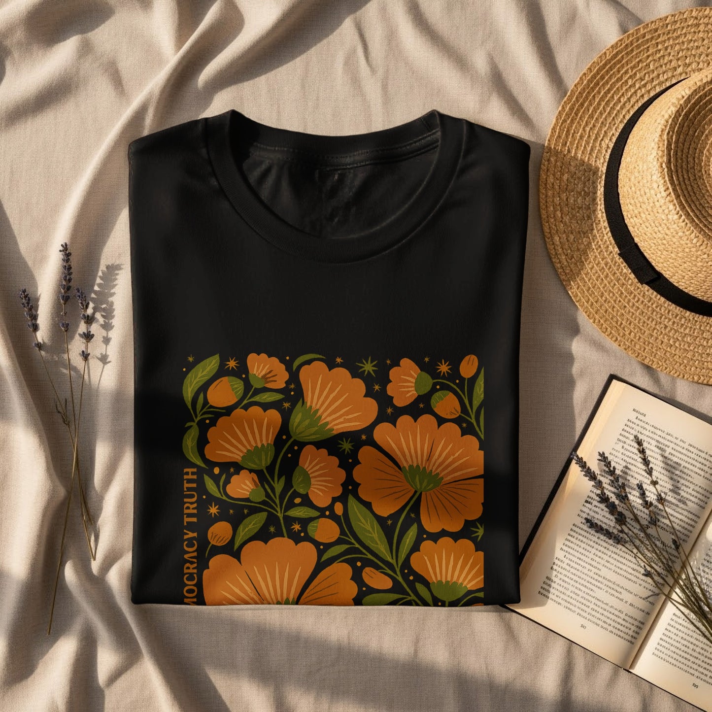 Democracy Truth Floral Design T-shirt product