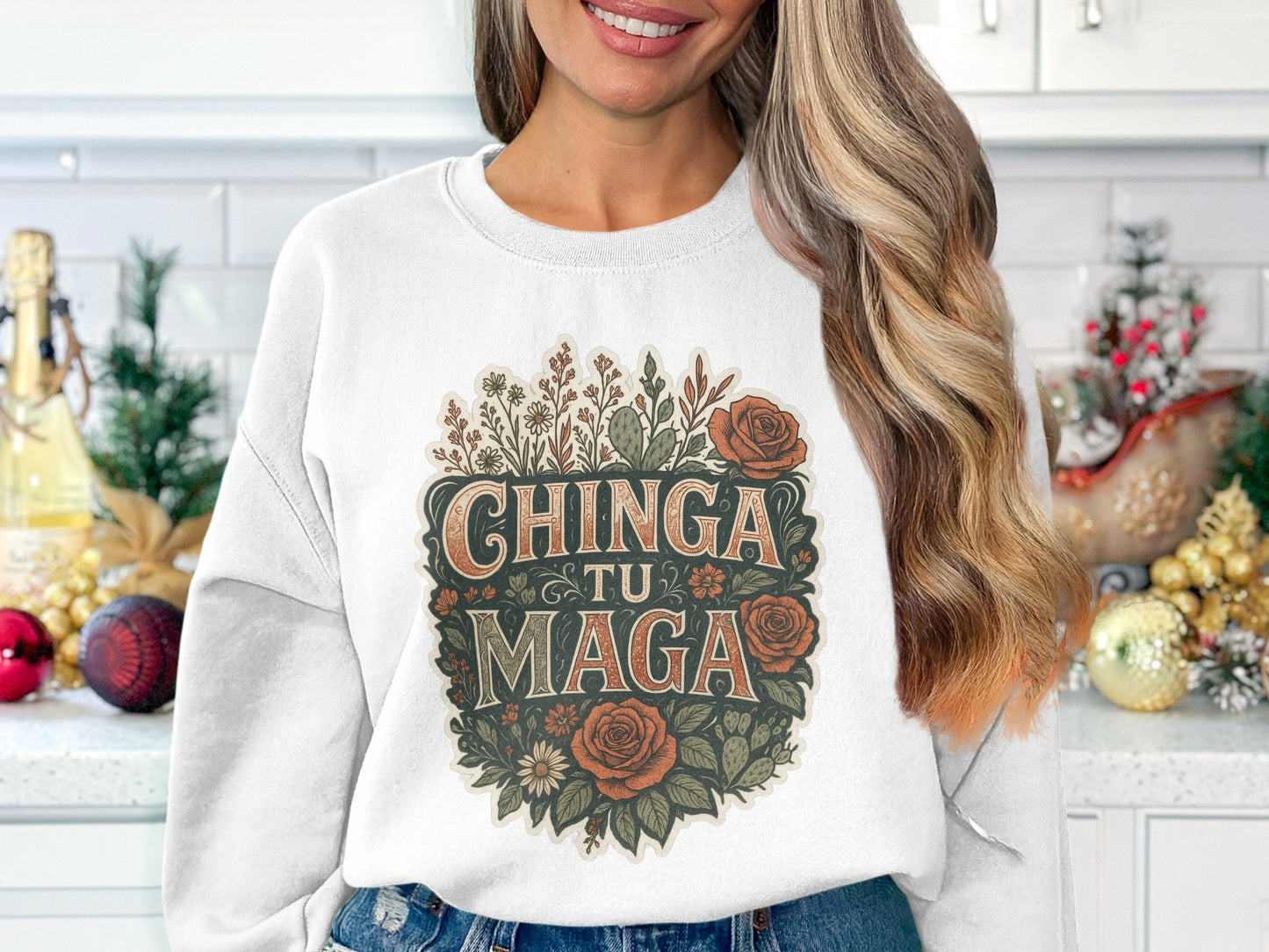 Floral Design Chinga Tu Maga Sweatshirt product type