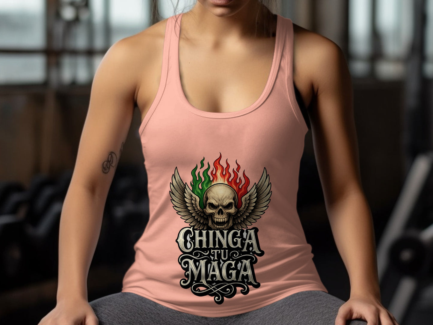 Chinga Tu Maga Winged Skull Graphic Tank Top product