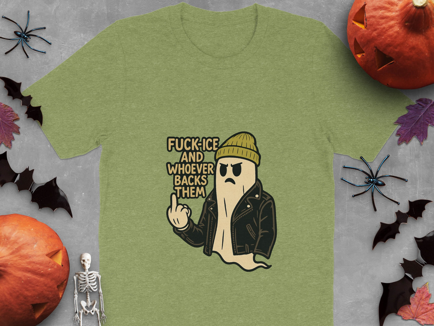 Halloween Ghost with Jacket Middle Finger T-Shirt product