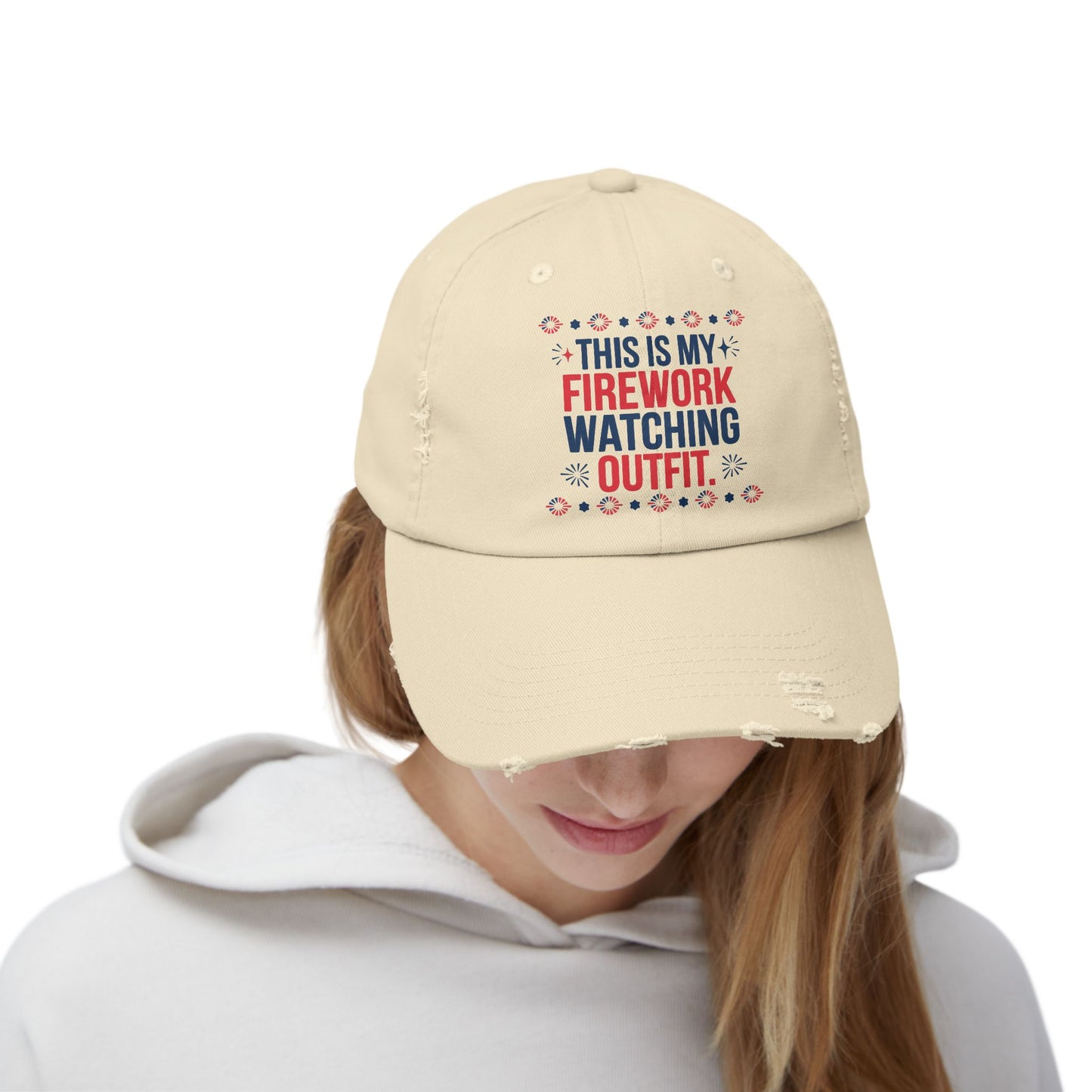 Firework Watching Cap - Unisex Distressed Hat for Celebrations