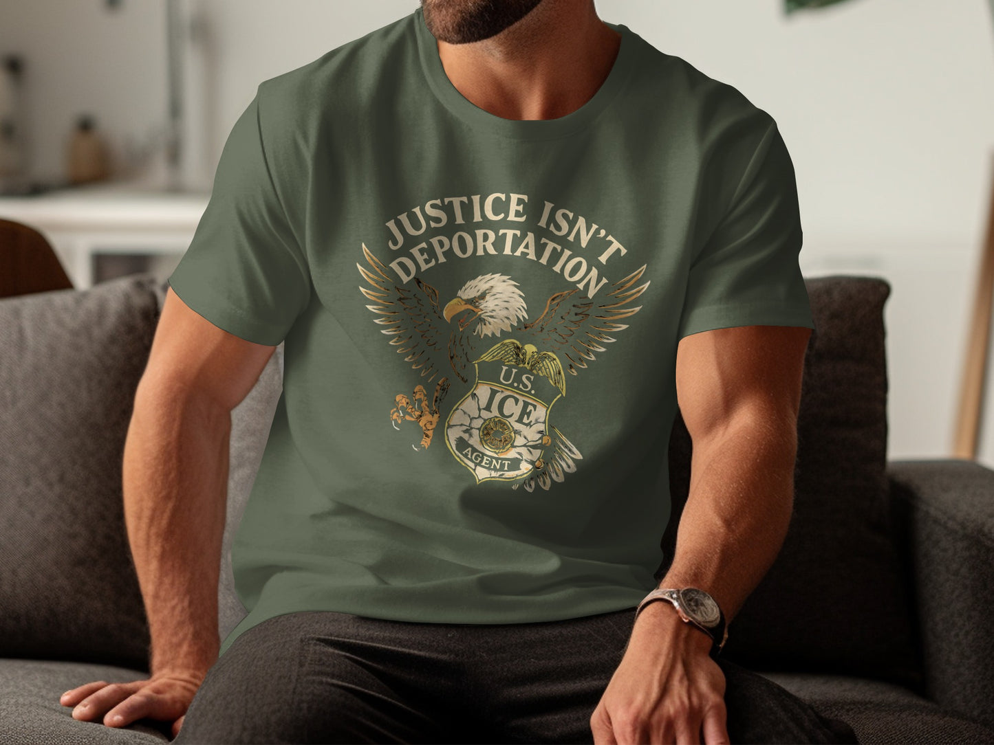 Justice Isn't Deportation Eagle Print T-shirt product type