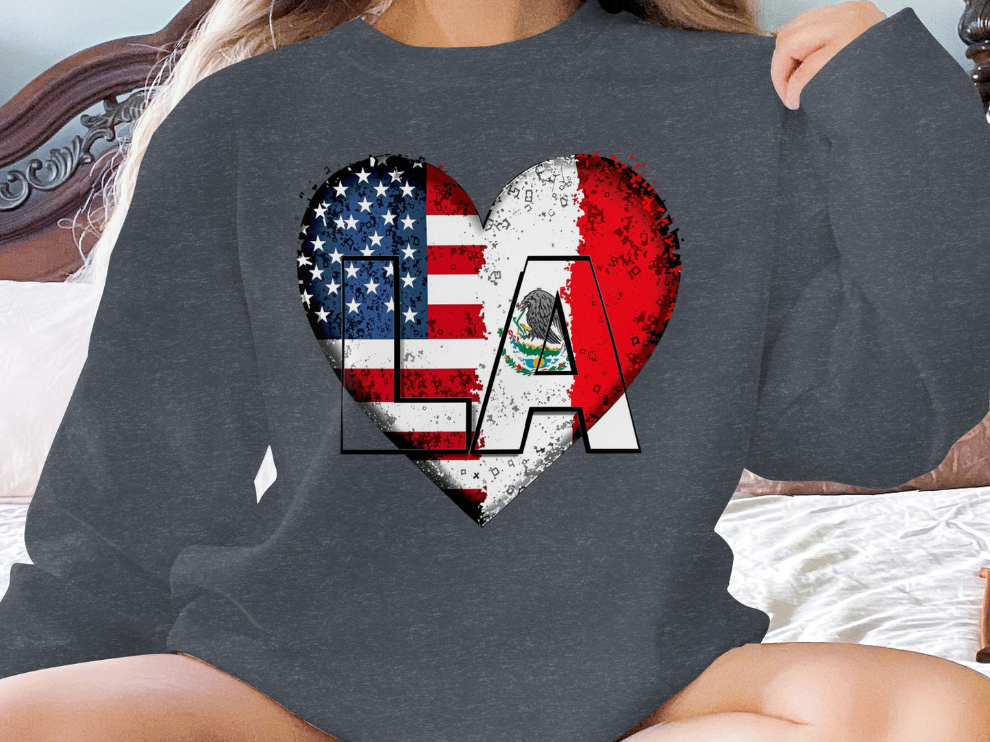 American and Salvadoran Flag Heart Design Apparel Product