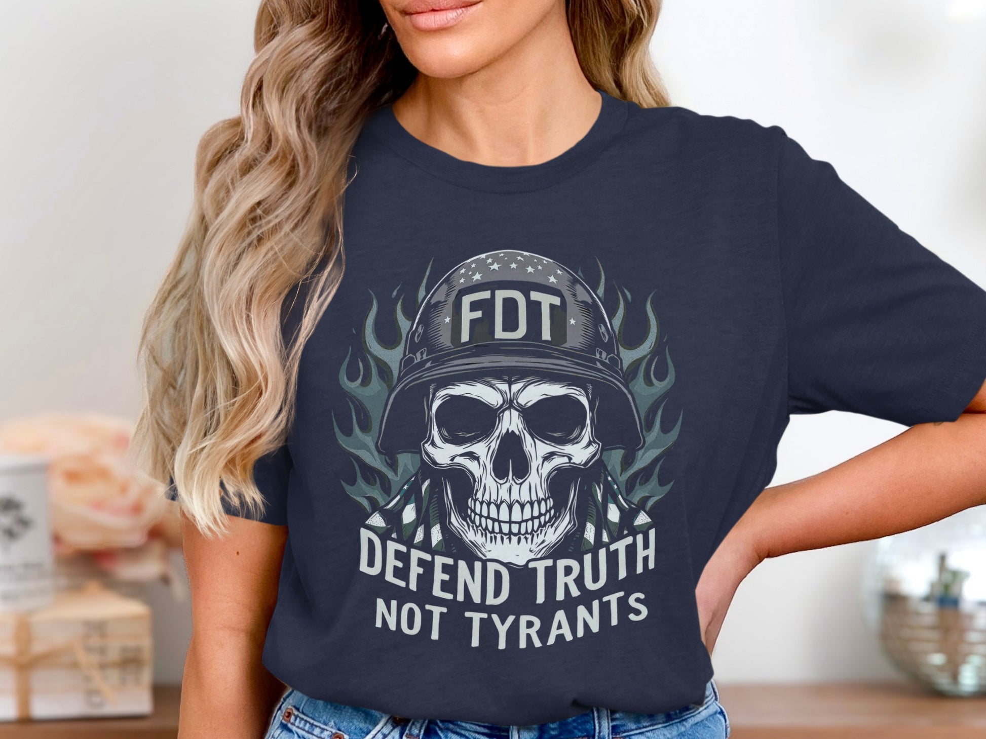 Defend Truth Not Tyrants Skull Graphic Tee Product