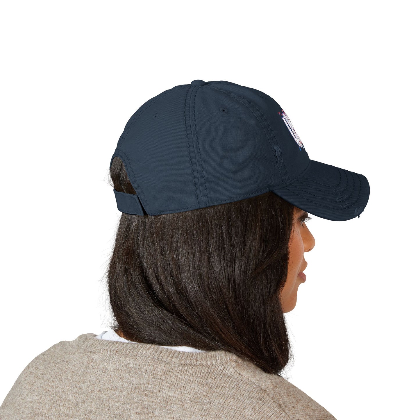 4th of July Hat Distressed Cat Dad Hat with Embroidery | Casual Fashion, Gifts for Cat Lovers, Outdoor Style, Father's Day, Everyday Wear