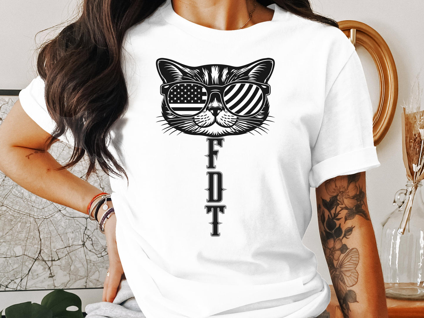 Cool Cat Sunglasses American Flag Graphic Tee product