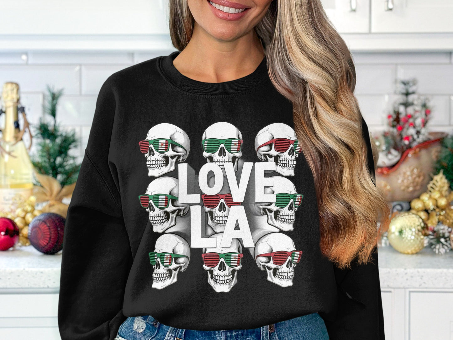 Stylish Skull Design Love LA Sweatshirt product type