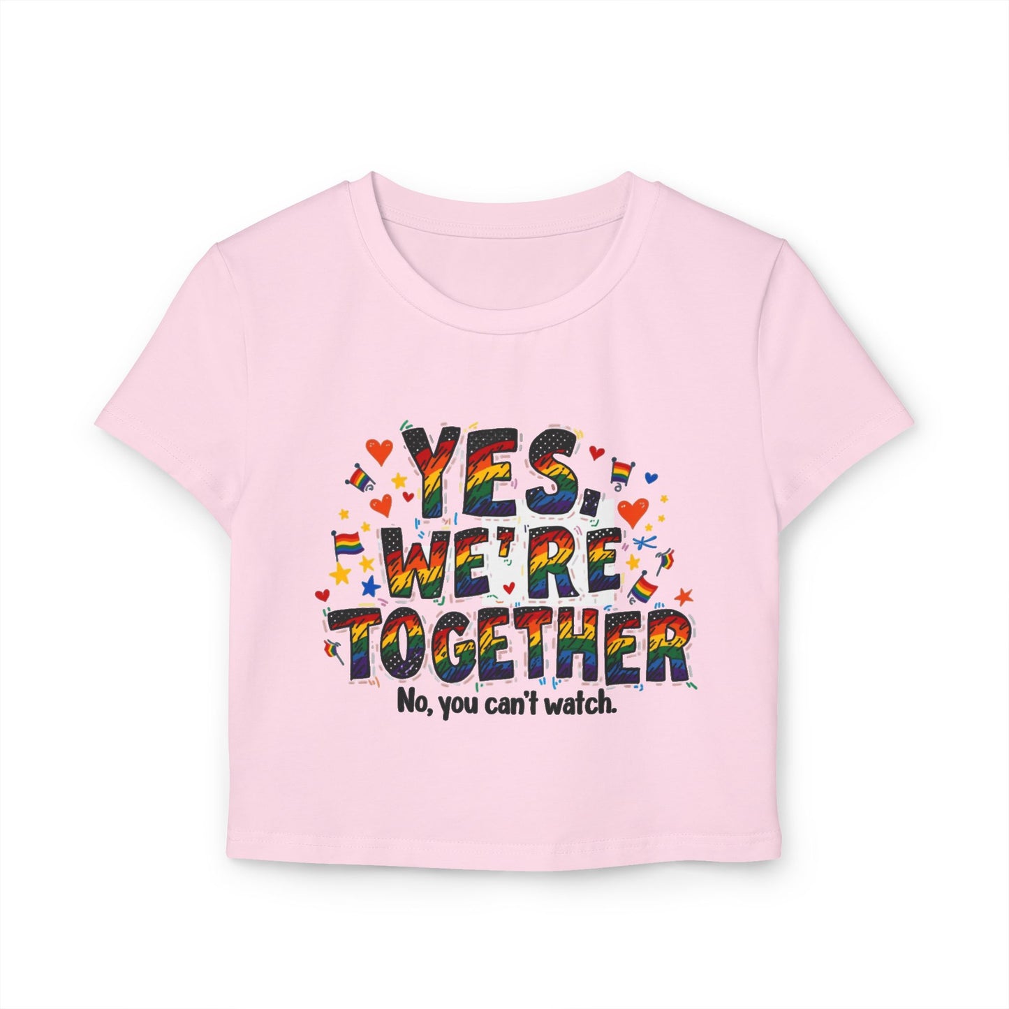 Colorful Yes We're Together Baby Tee - Cute Casual Top for Fun Gatherings