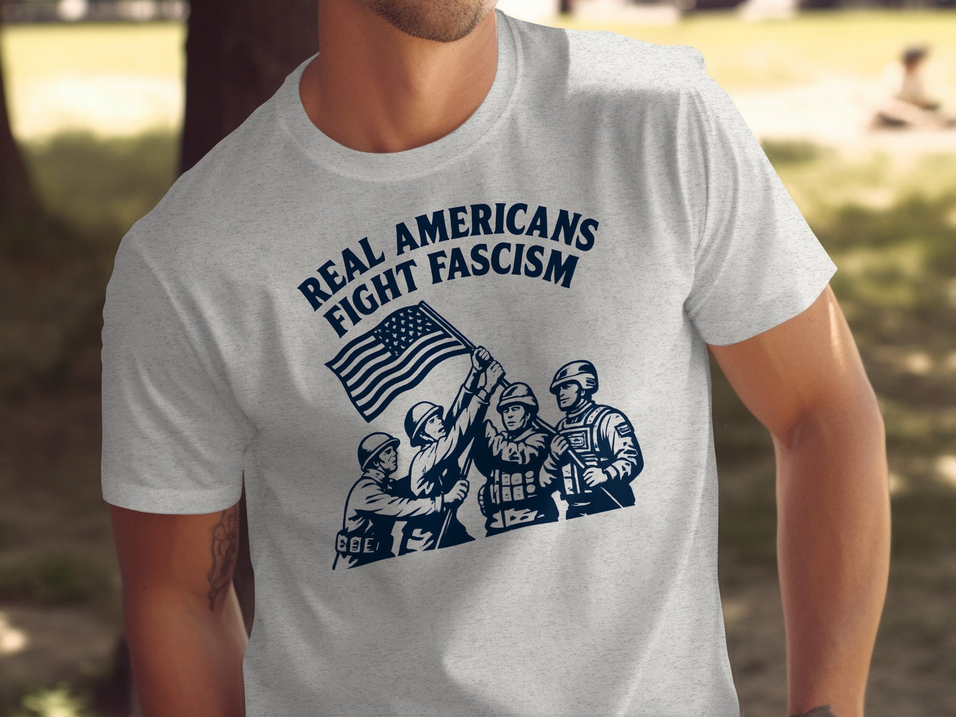 Real Americans Fight Fascism Graphic Teeshirt