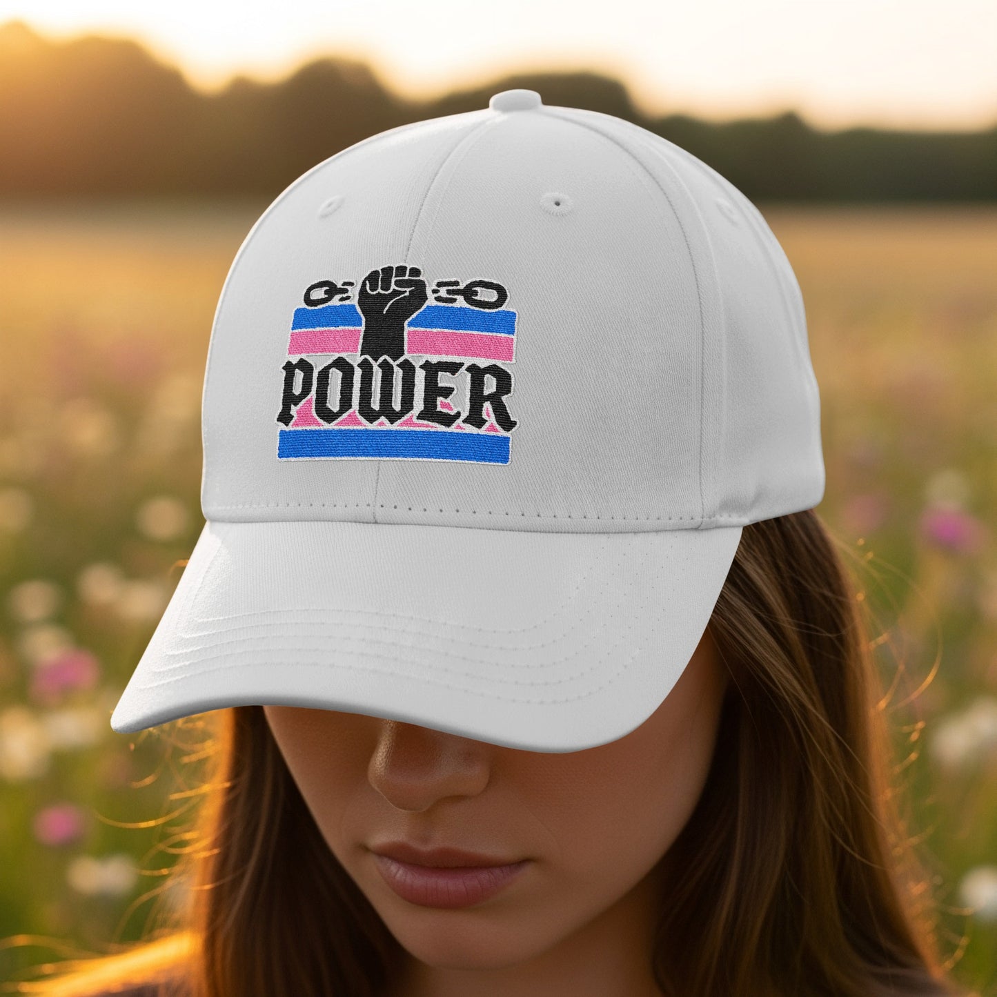 Power Fist and Chains White Embroidered Hat product