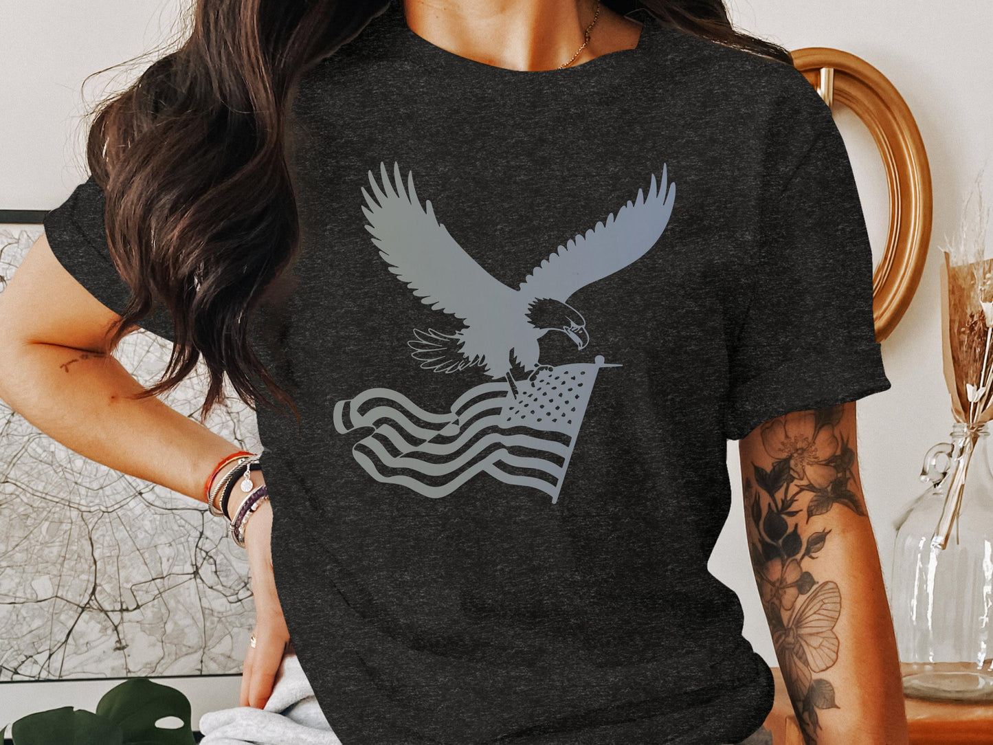 Majestic Eagle and American Flag Graphic T-Shirt product