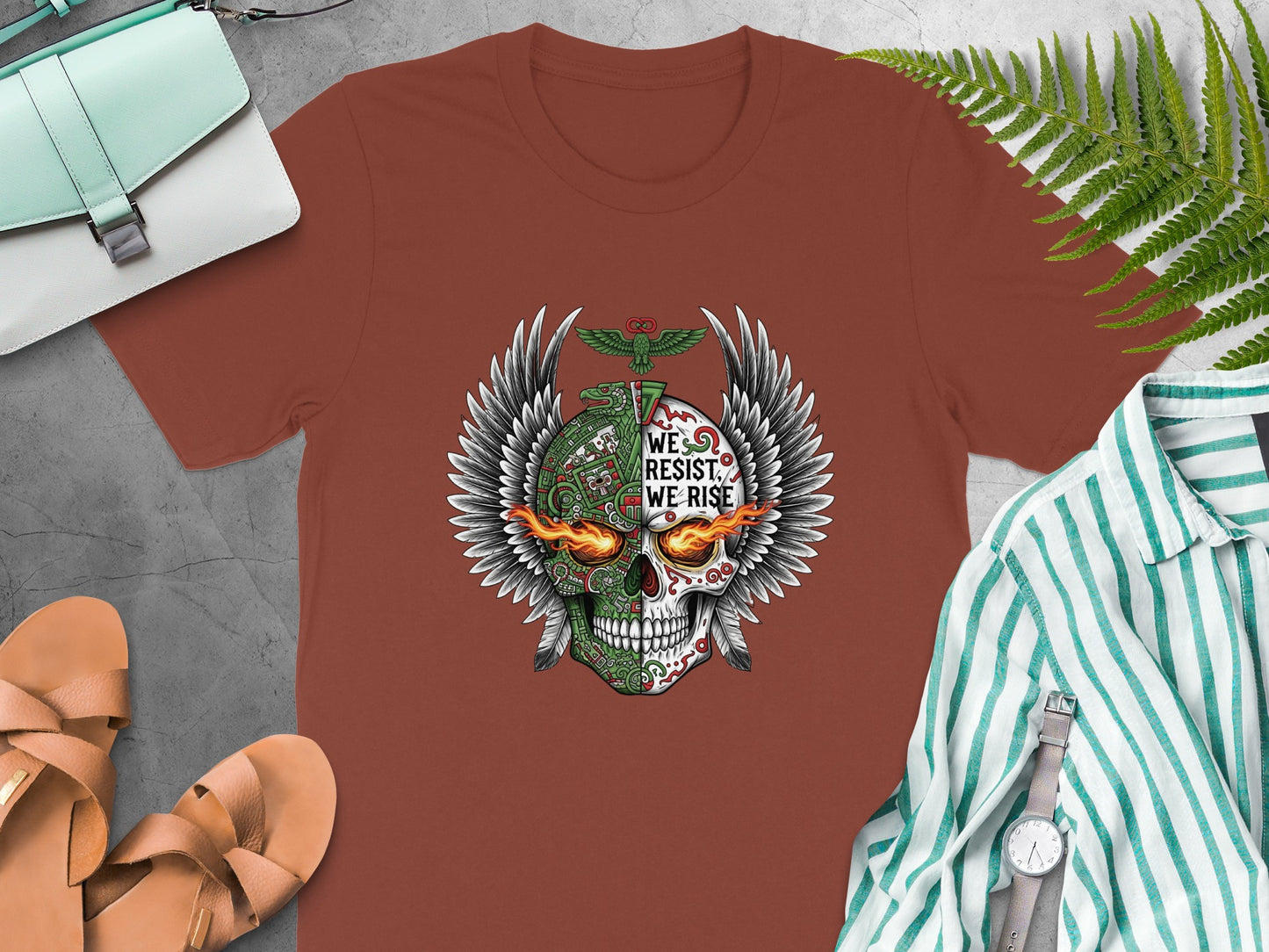 We Rise Skull Design Graphic Tee shirt product type