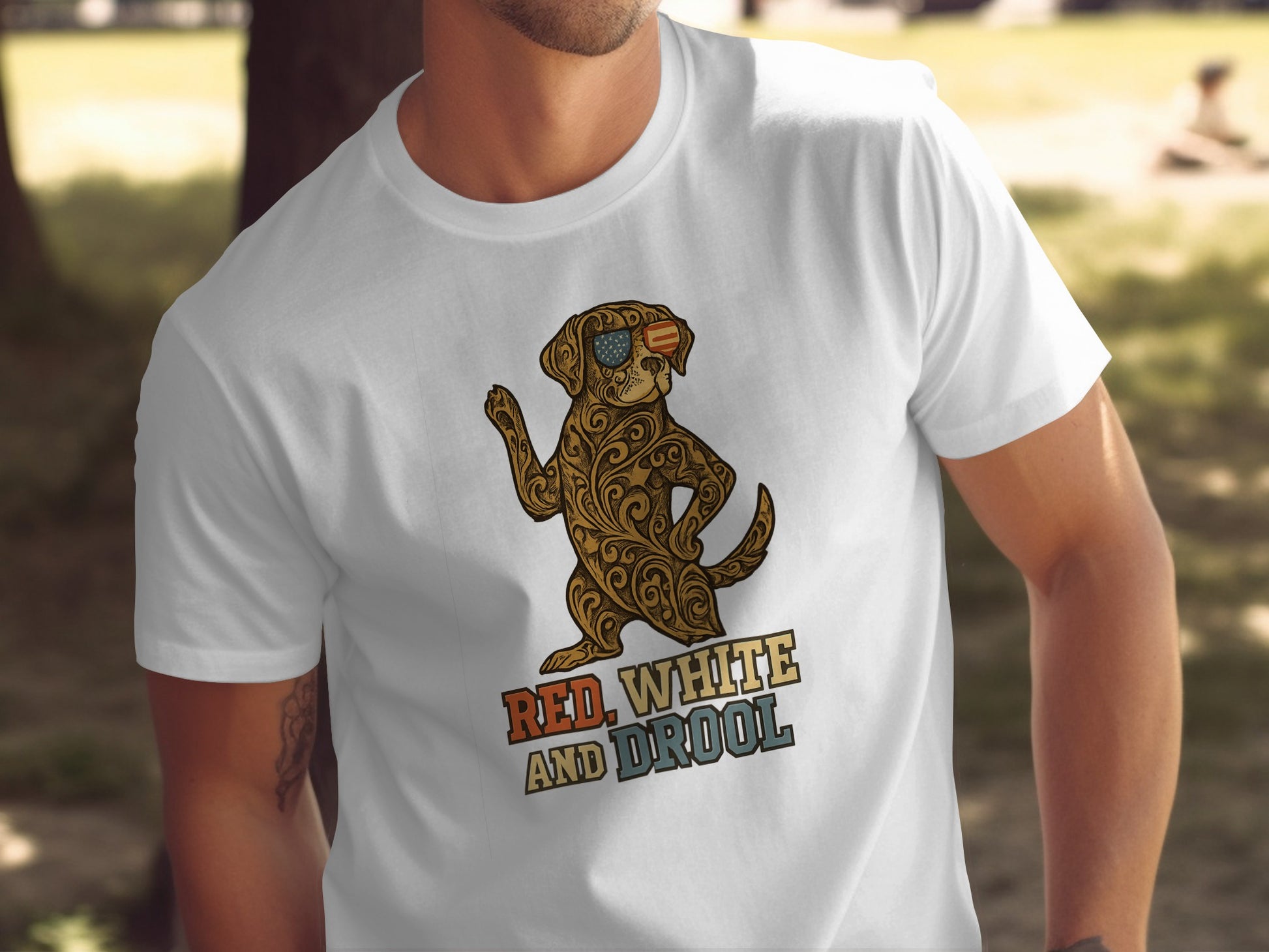 Red White And Drool Dog Illustration T-Shirt product