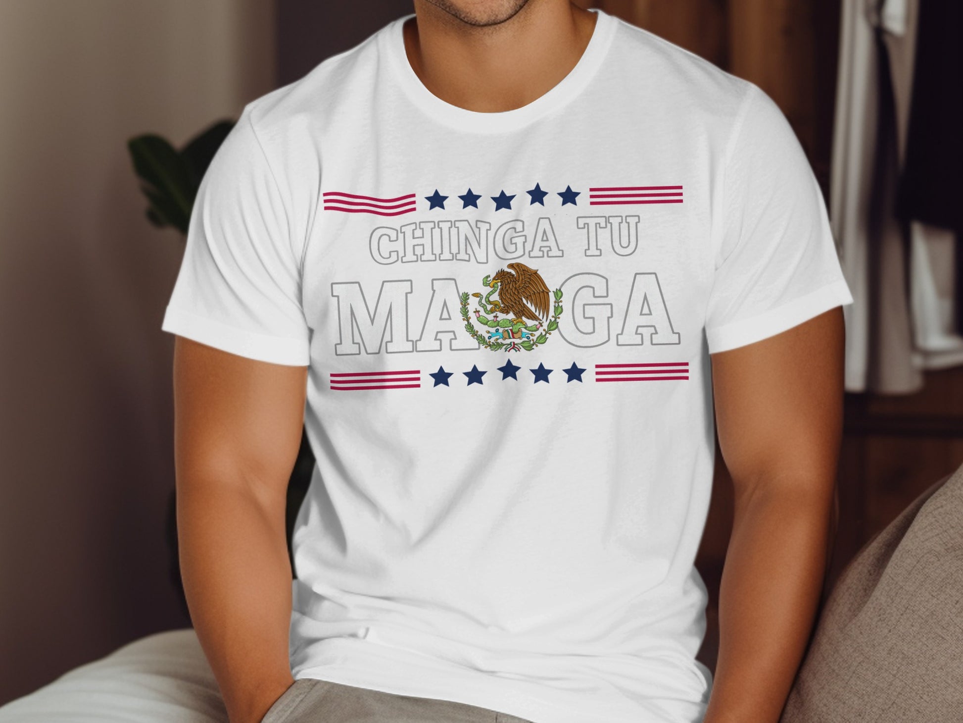 Chinga Tu Maga Shirt Bold Graphic Statement in White product
