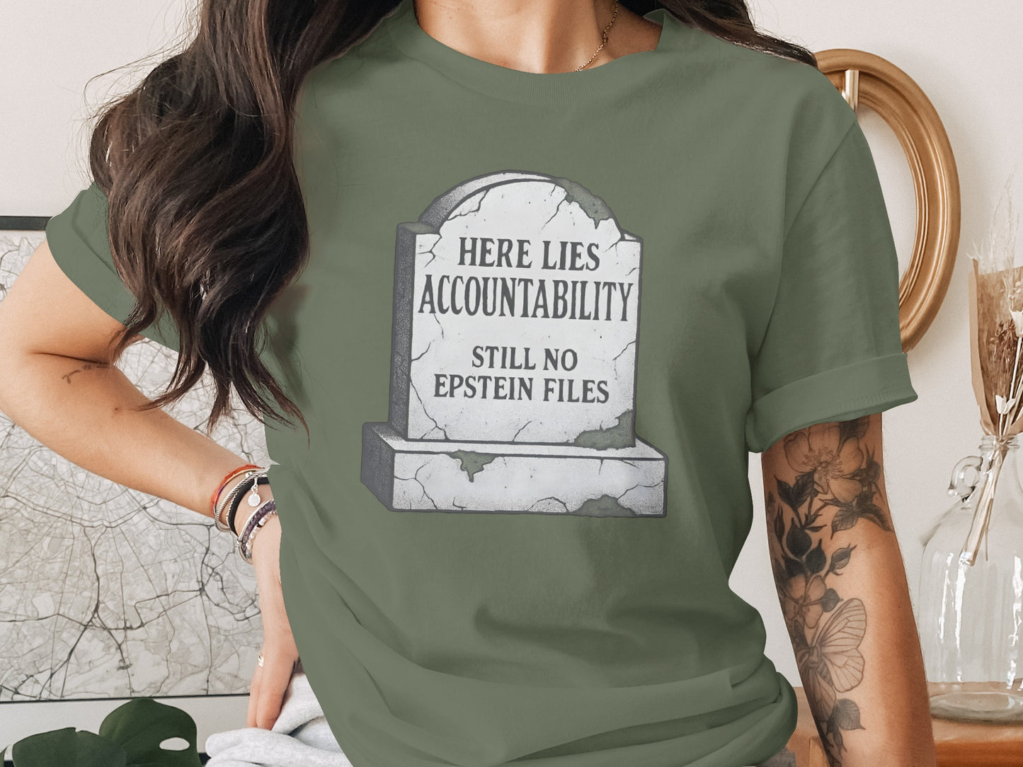 Here Lies Accountability Still No Files T-shirt product