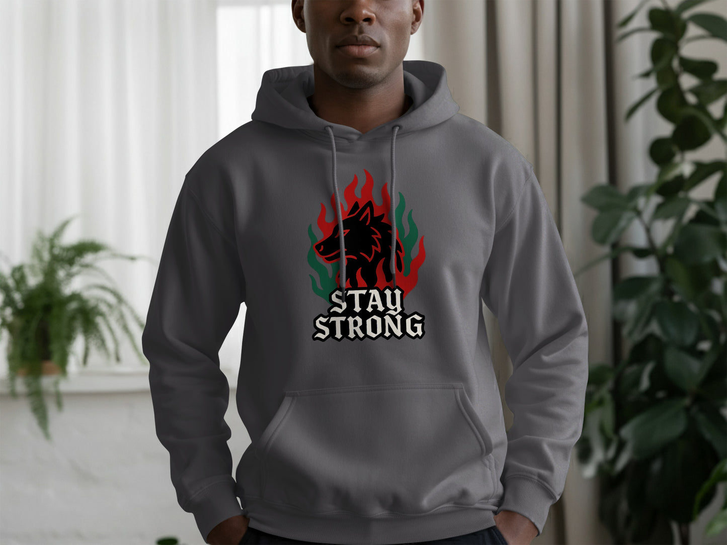 Stay Strong Wolf Graphic Hoodie product type