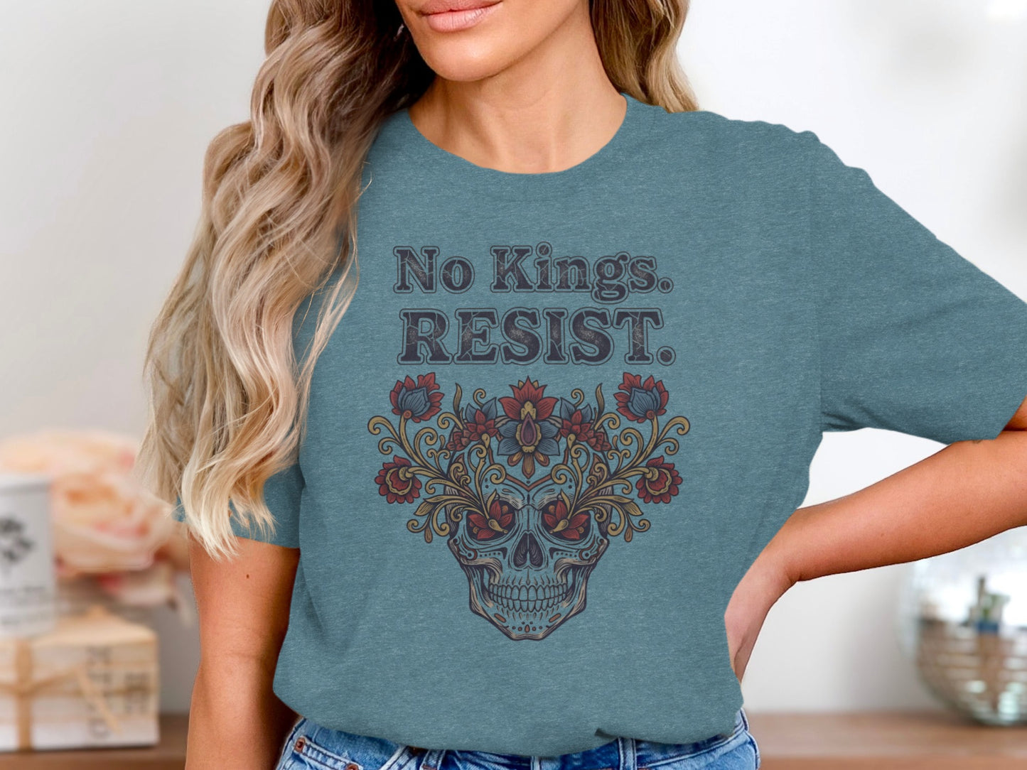 No Kings RESIST Skull Graphic Loose Fit T-Shirt product