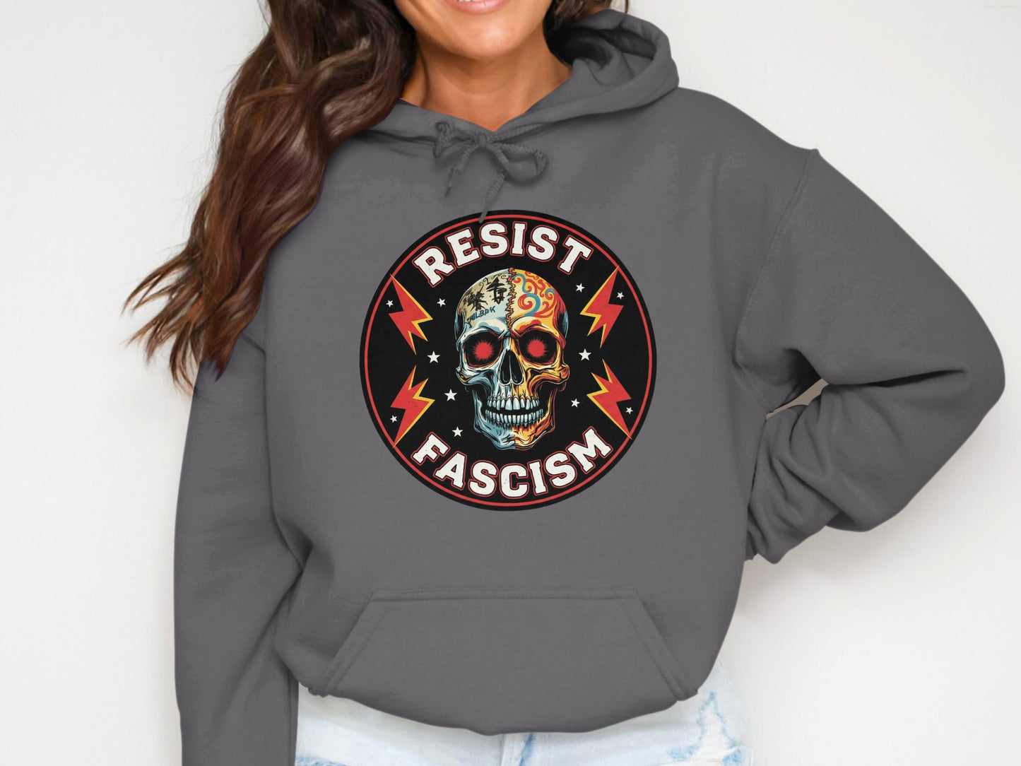 Resist Fascism Skull Graphic Hoodie product