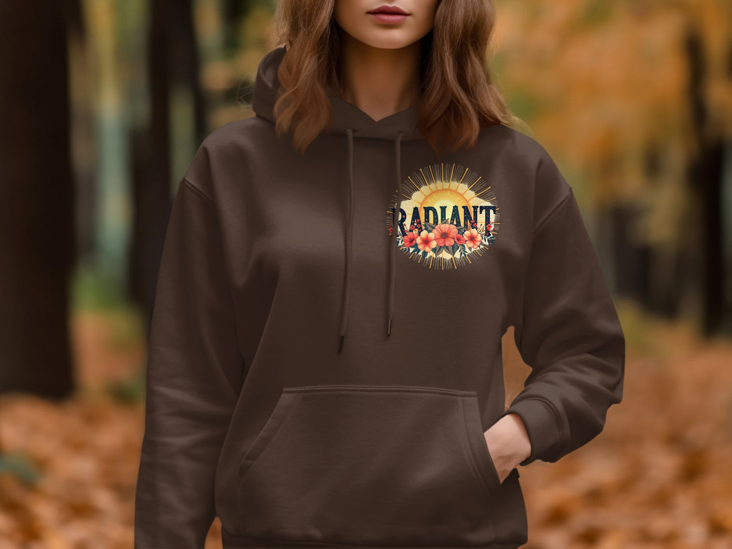 Radiant Sunflower Autumn Print Hooded Sweatshirt product type