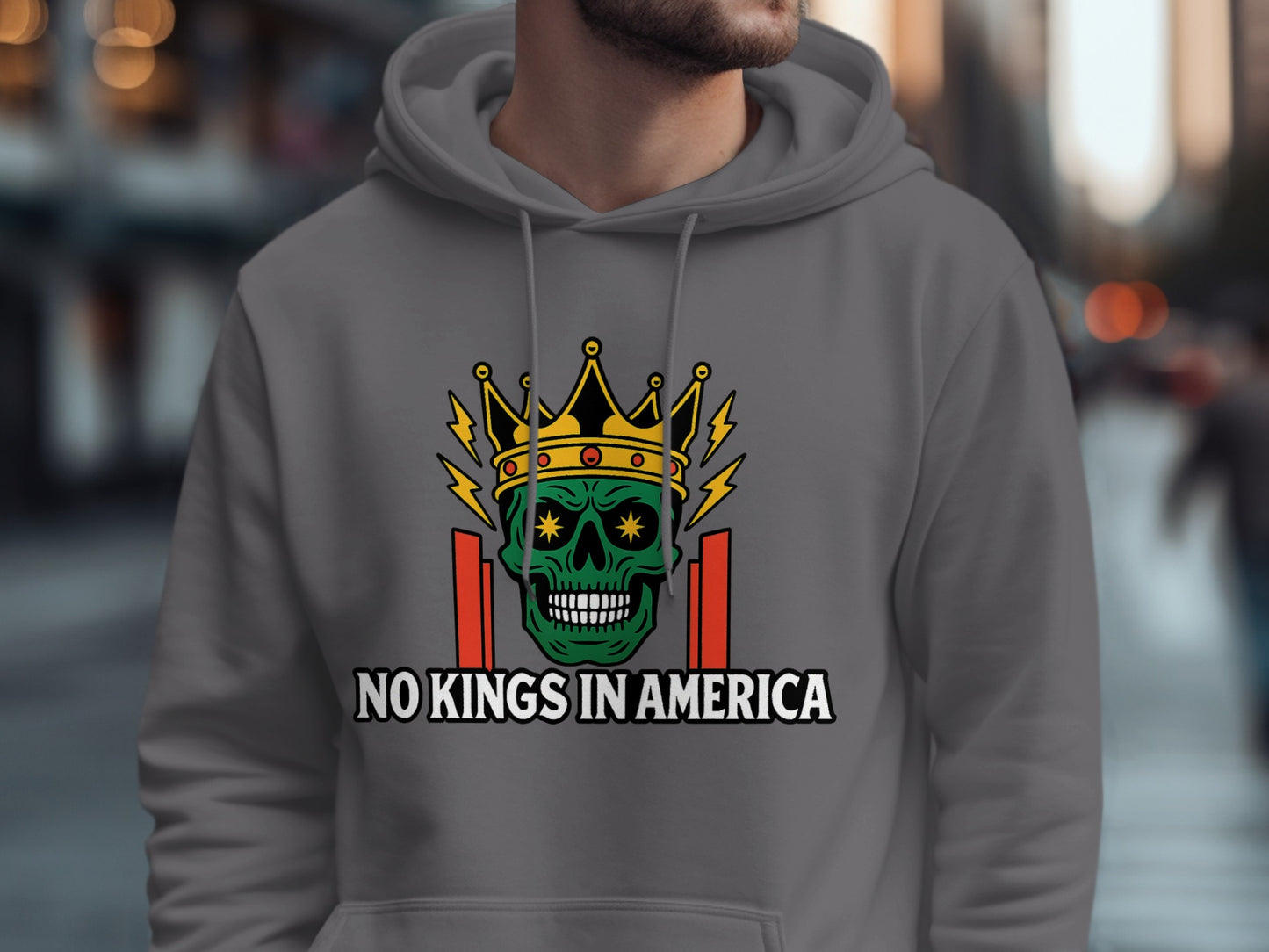 No Kings In America Hoodie Cool Skull Graphic product