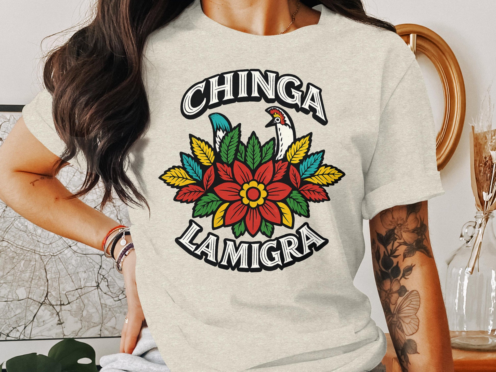 Chinga La Migra Colorful Graphic T-Shirt product type