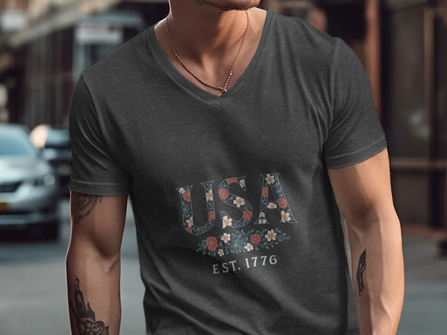 USA Est. 1776 Floral Design T-shirt product type