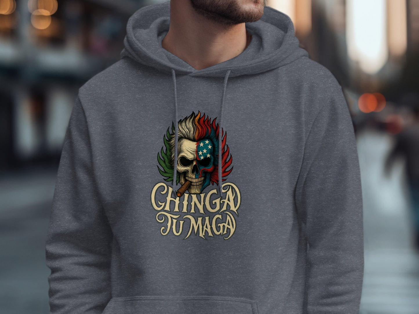 Chinga Tu Maga Skull Design Graphic Hoodie product